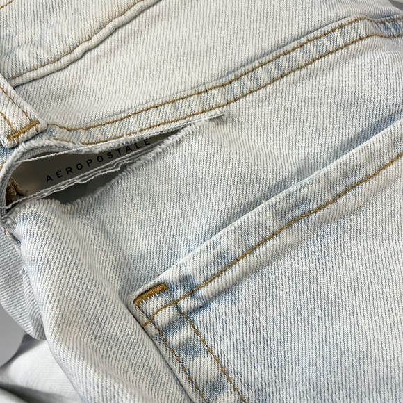 AEROPOSTALE High Rise Flare Stretch Jeans Light Wash Distressed-6 - Picture 5 of 5